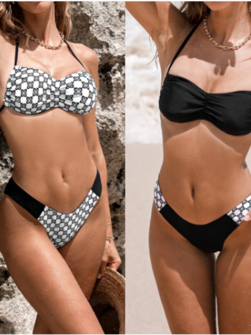 Cupshe Reversible Magical Flower Bikini Top & Modern Bottoms Set